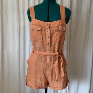 L*Space Orange Button-Down Romper 100% cotton women’s size M